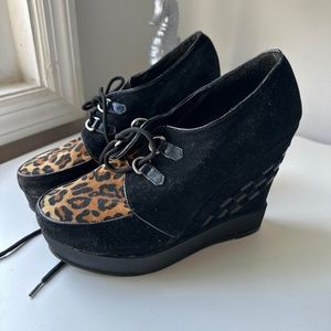 Bettie Page cheetah print wedges